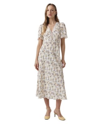 Women's Belle Lace Crepe V-Neck Midi Dress