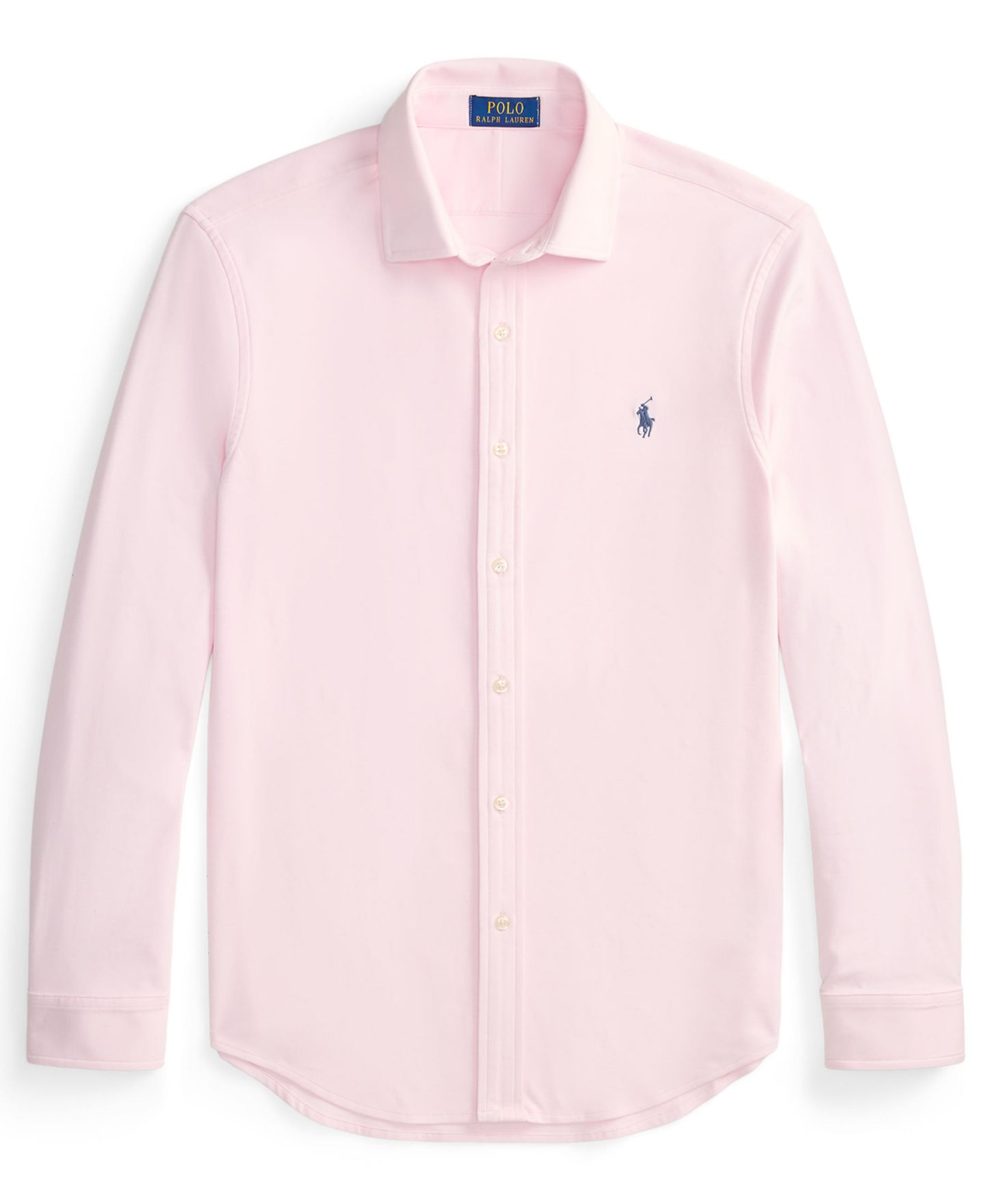 Мужская рубашка Polo Ralph Lauren Stretch Knit Oxford, цвет: Розовый / Белый — фото 5