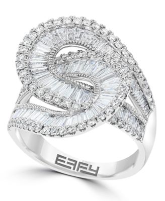 Round & Baguette Multirow Diamond Ring (1-7/8 ct. t.w.) in 14k White Gold