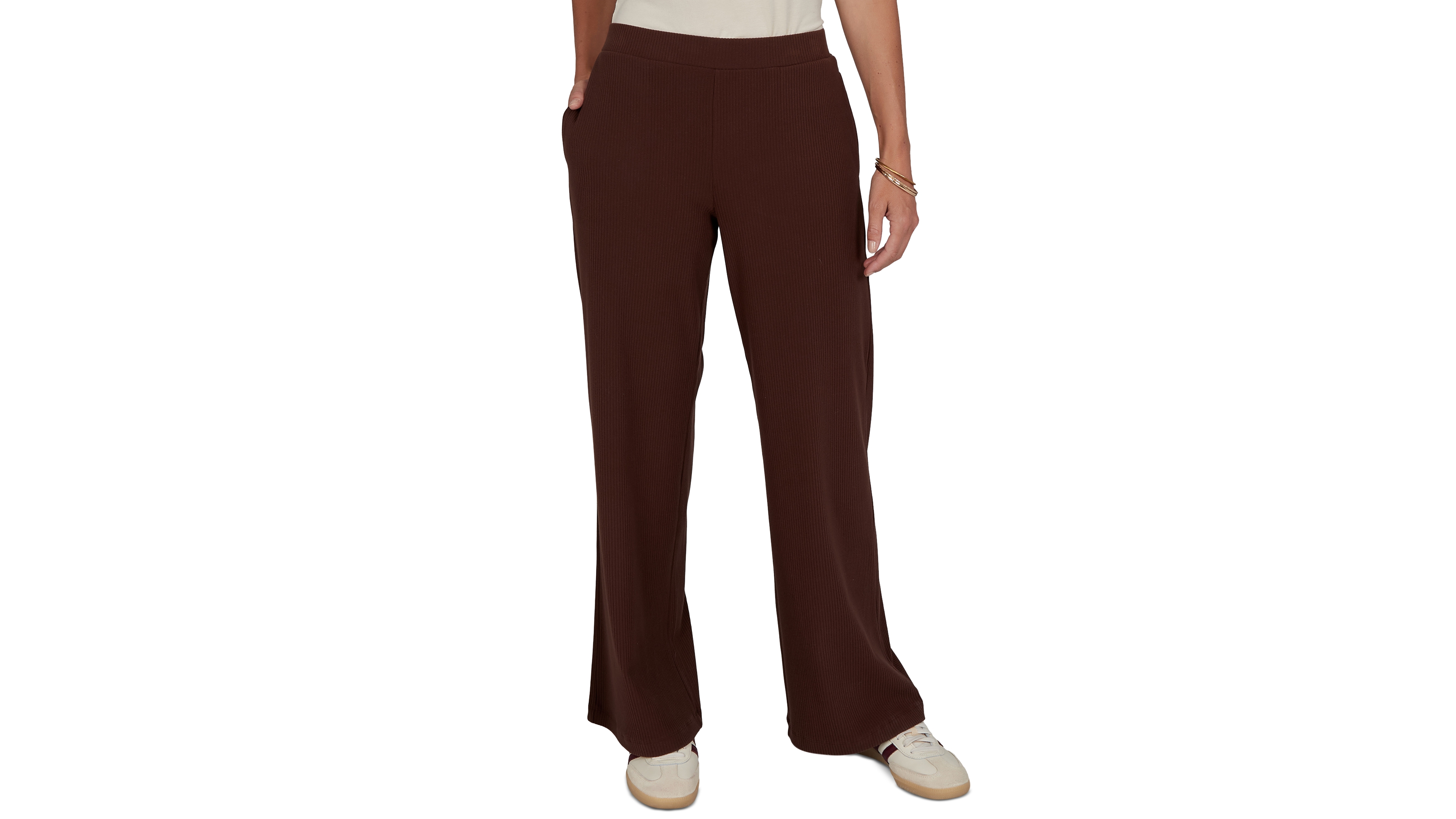 Ruby Rd. Petite Wide-Leg Pull-On Ribbed Pants