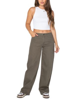 Juniors' No-Waist Mid-Rise Baggy Jeans