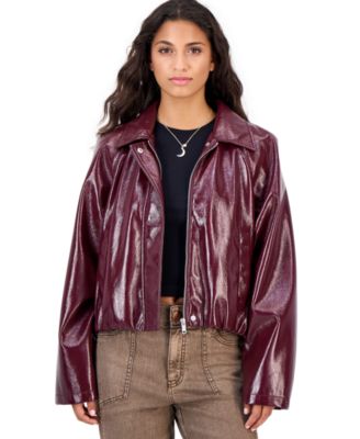 Juniors' Faux-Leather Jacket