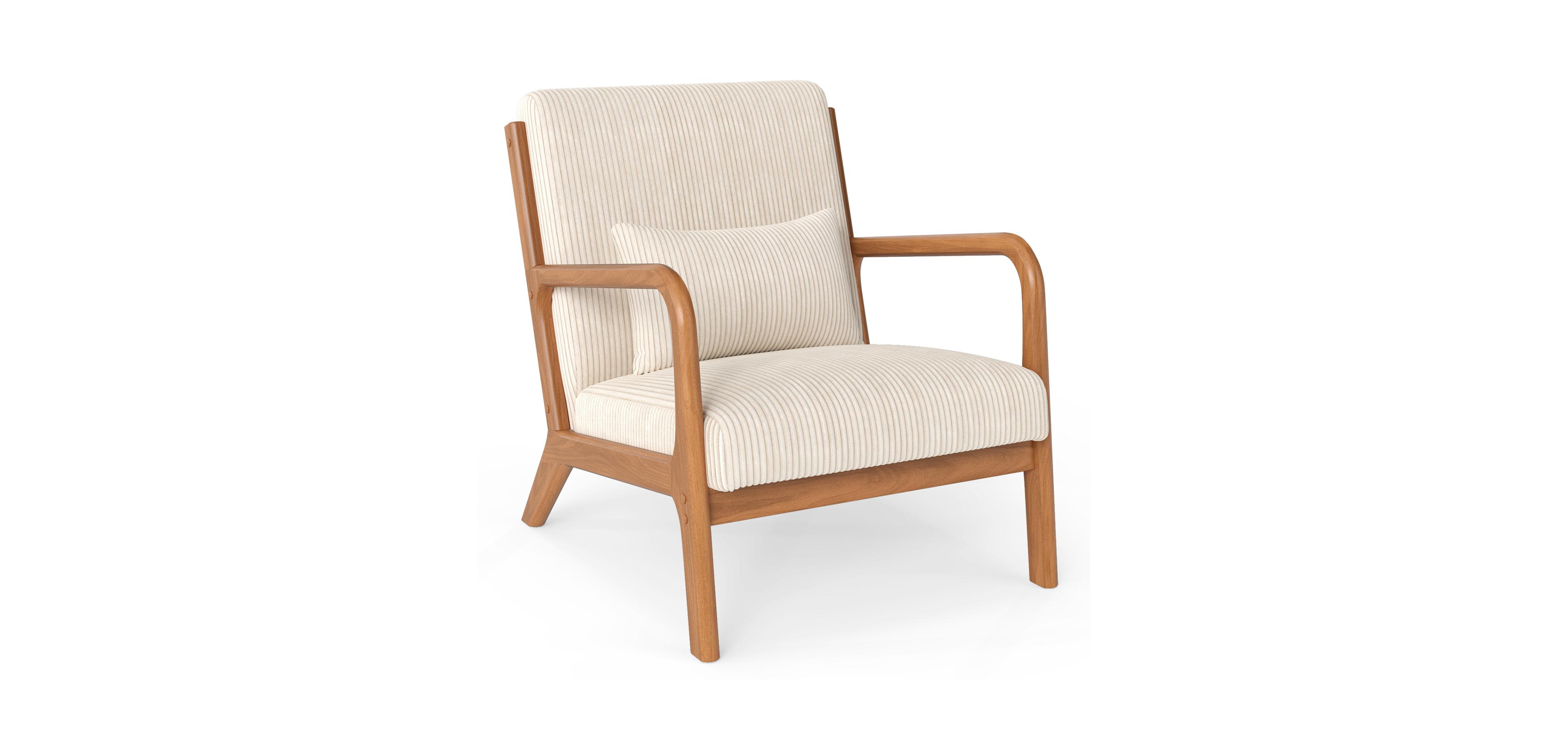Mecale Accent Chair Corduroy Upholstered Lounge with Lumbar Pillow