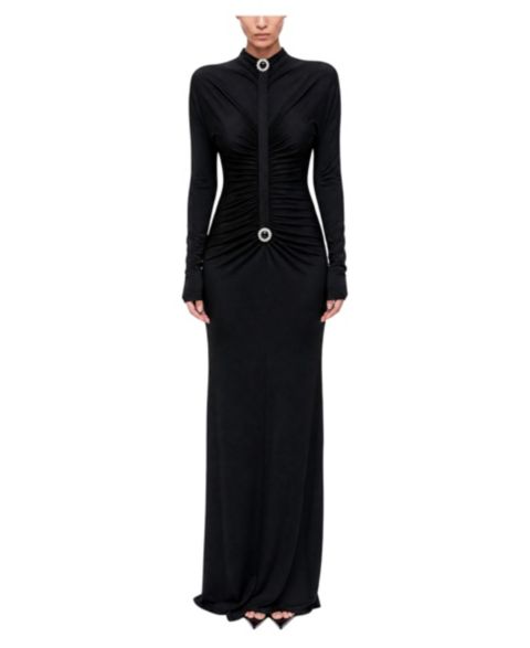 Женское платье NOCTURNE Stone Drape Detailed Wedding Guest Open-Back Maxi, цвет: Чёрный