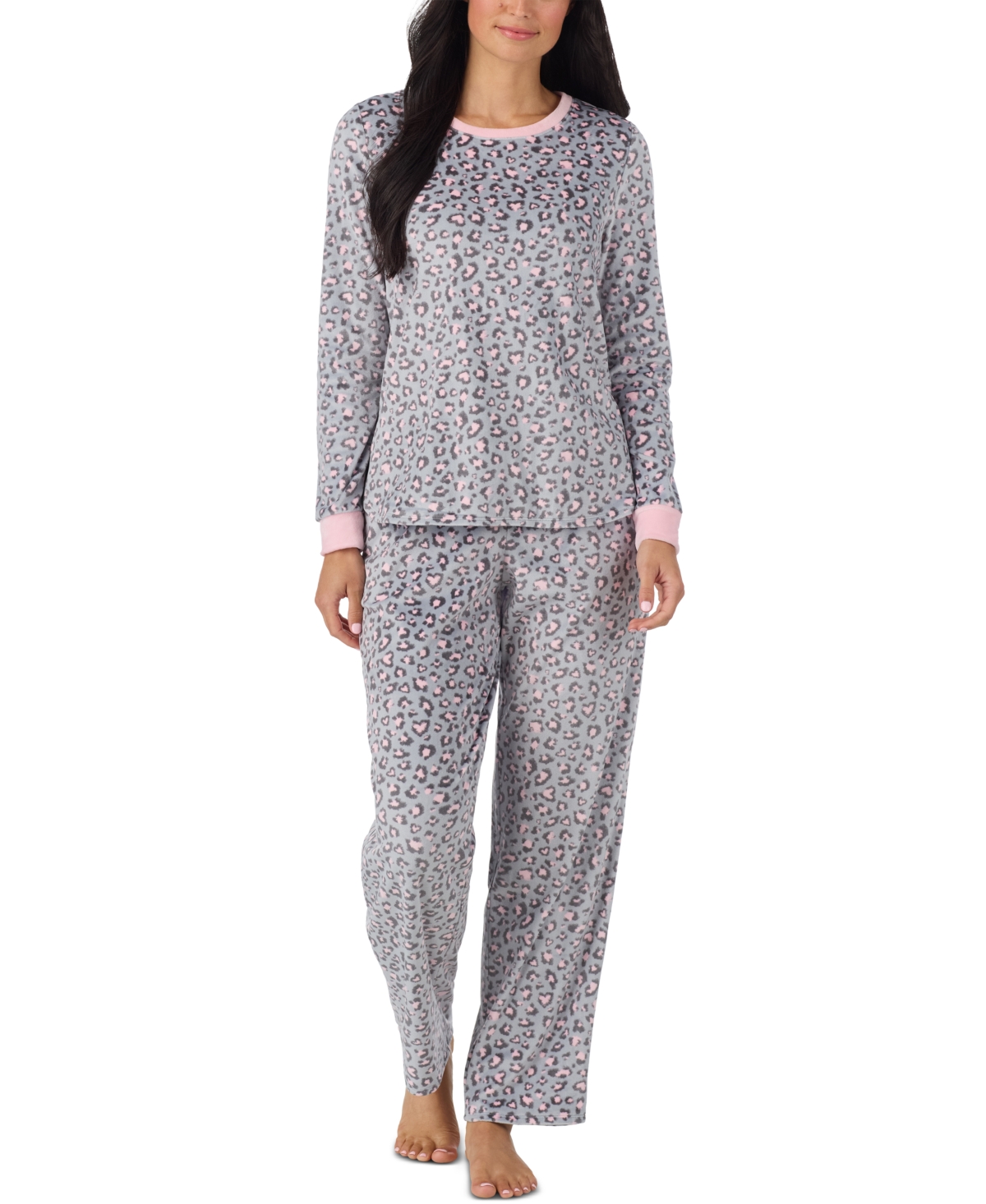 Cuddl Duds Women's Long Sleeve Velour Knit 2-Piece Pajama Set - Grey Heather
