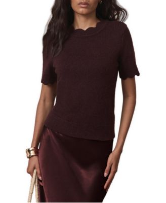 Women's Scallop-Trim Short-Sleeve Knit Top