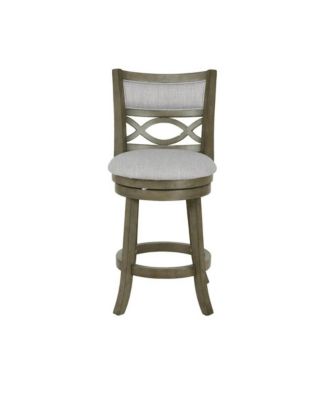 Gray Wood Swivel Counter Stool Set of 2, Fabric Seat, Reinforced Footrest