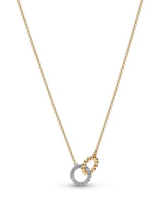 Women's Cubic Zirconia Two-Tone Interlocking Circles Necklace