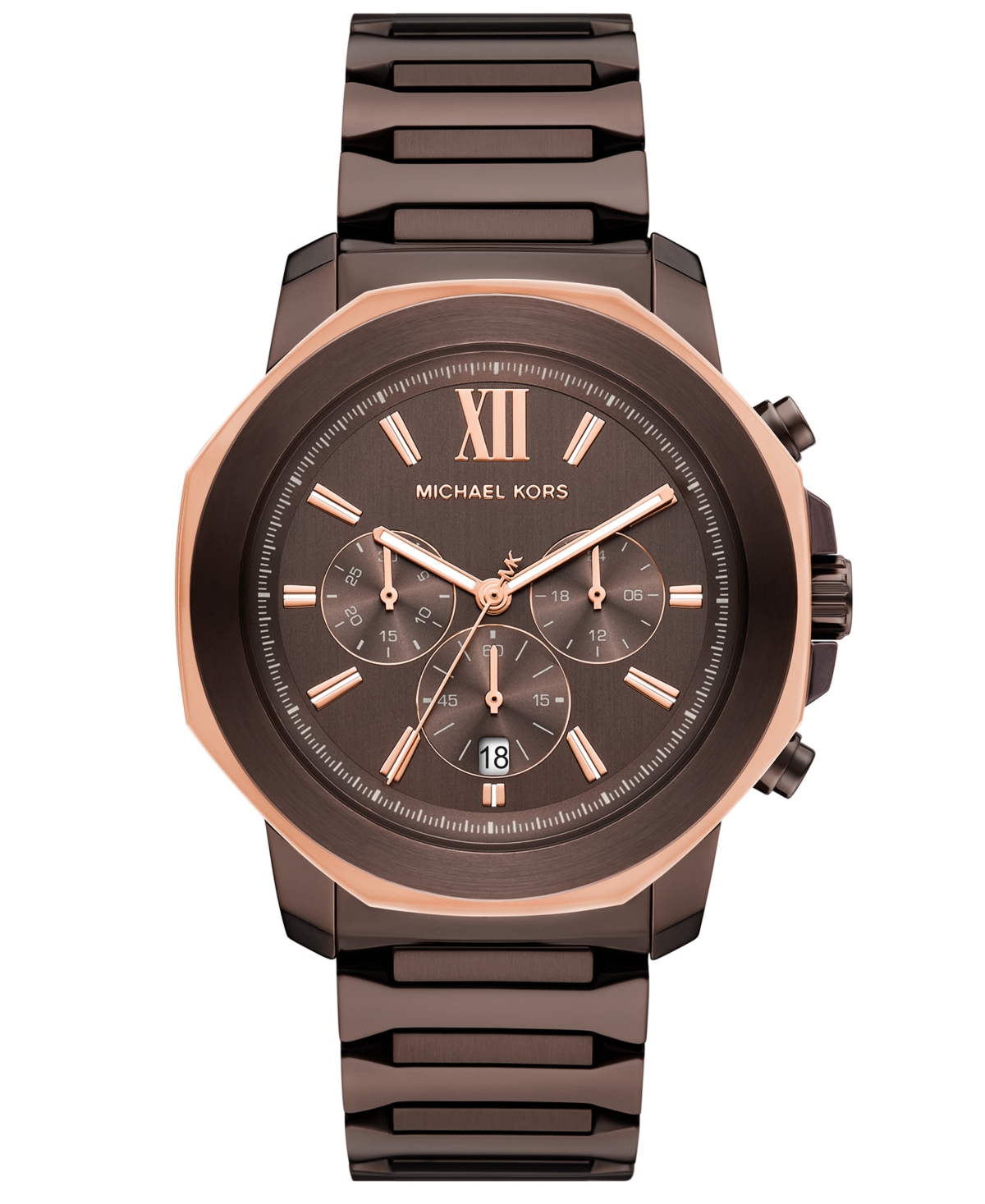 Michael Michael Kors Men's Quartz Chronograph Prescott Stainless Steel Watch 44mm - Brown