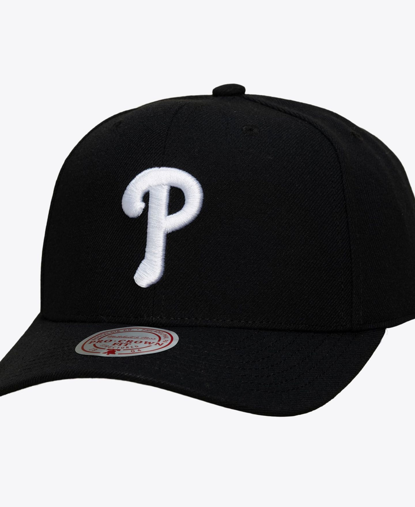 Мужская кепка Mitchell & Ness Black Philadelphia Phillies Black and White Pro Crown Snapback — фото 1