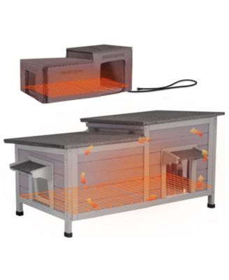 Heated Insulated Cat House Outdoor Cat Shelter with Heated Pad
