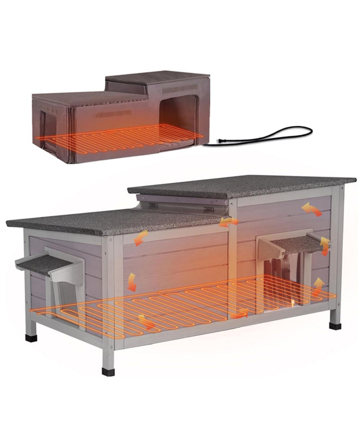 aivituvin Heated Insulated Cat House Outdoor Cat Shelter with Heated Pad
