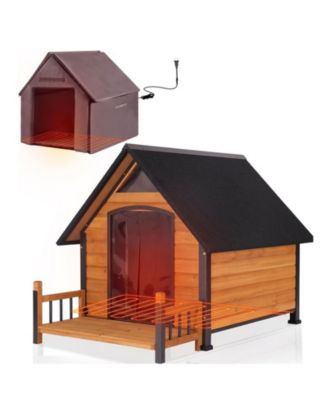 Large Heated Dog House Metal Frame with Heating Pad and Insulation Liner