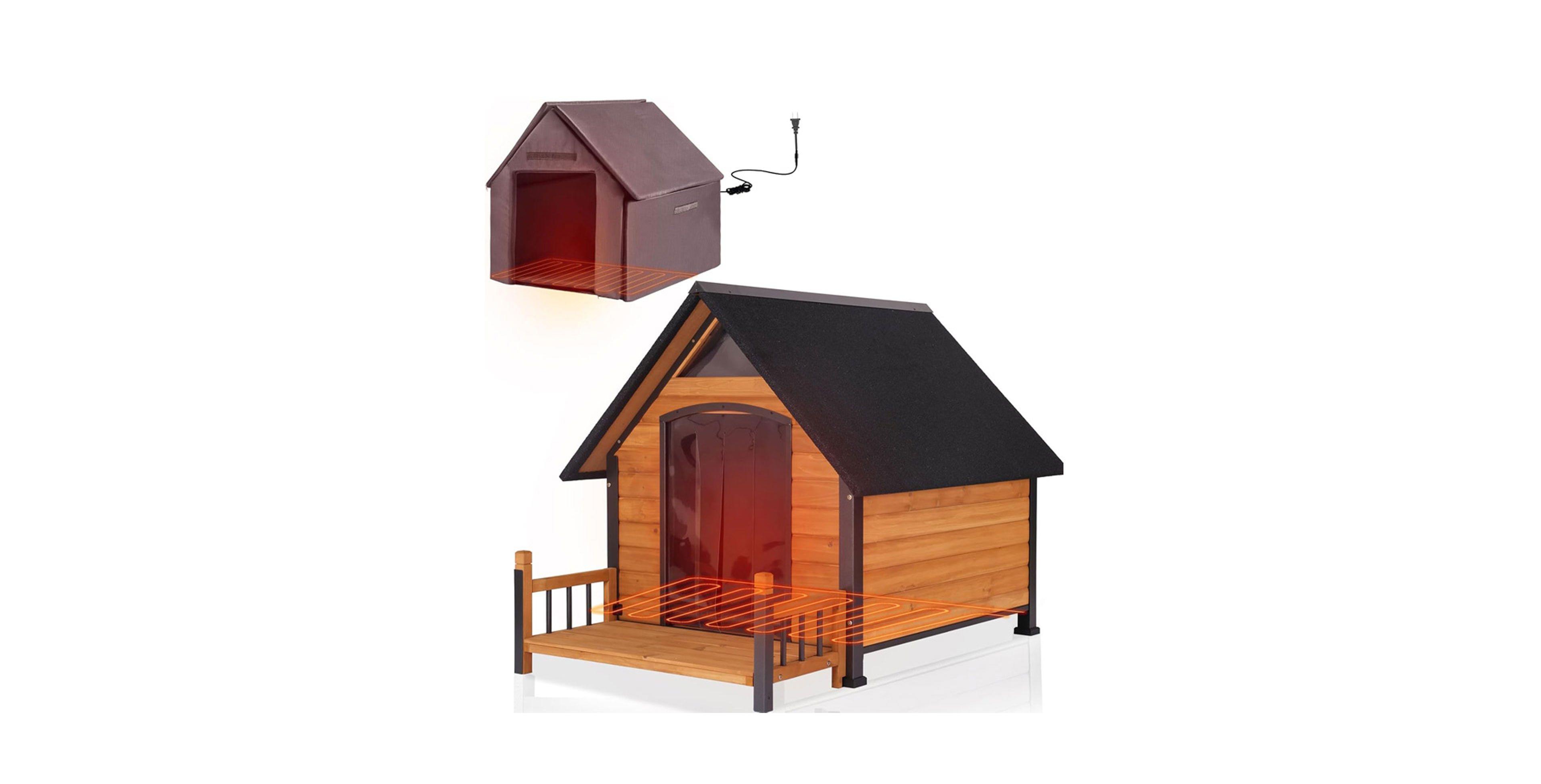 aivituvin Large Heated Dog House Metal Frame with Heating Pad and Insulation Liner