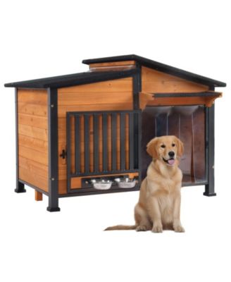 Metal Frame Wooden Dog House Large Dog House with Waterproof Roof