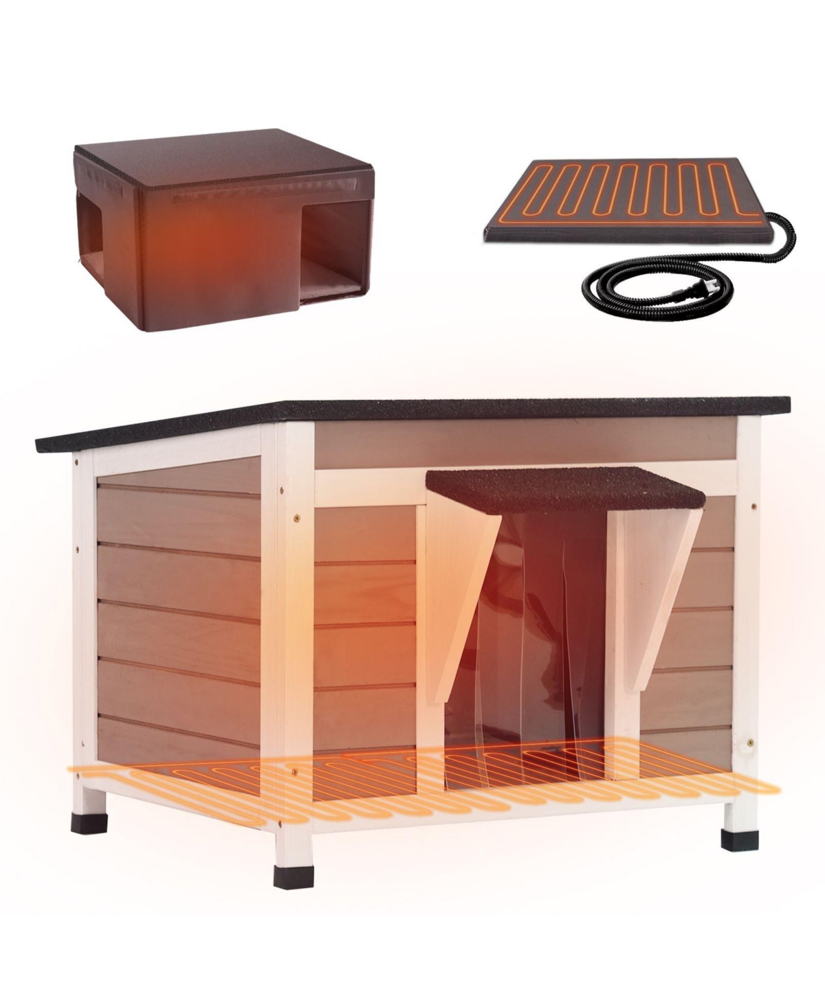 aivituvin Heated Outdoor Cat House with Escape Door Weatherproof Feral Cat Shelter