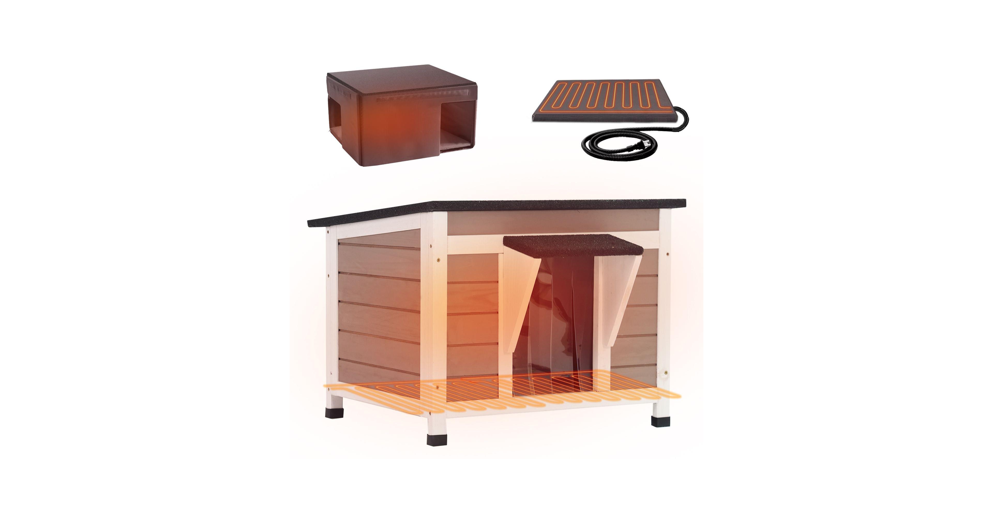 aivituvin Heated Outdoor Cat House with Escape Door Weatherproof Feral Cat Shelter