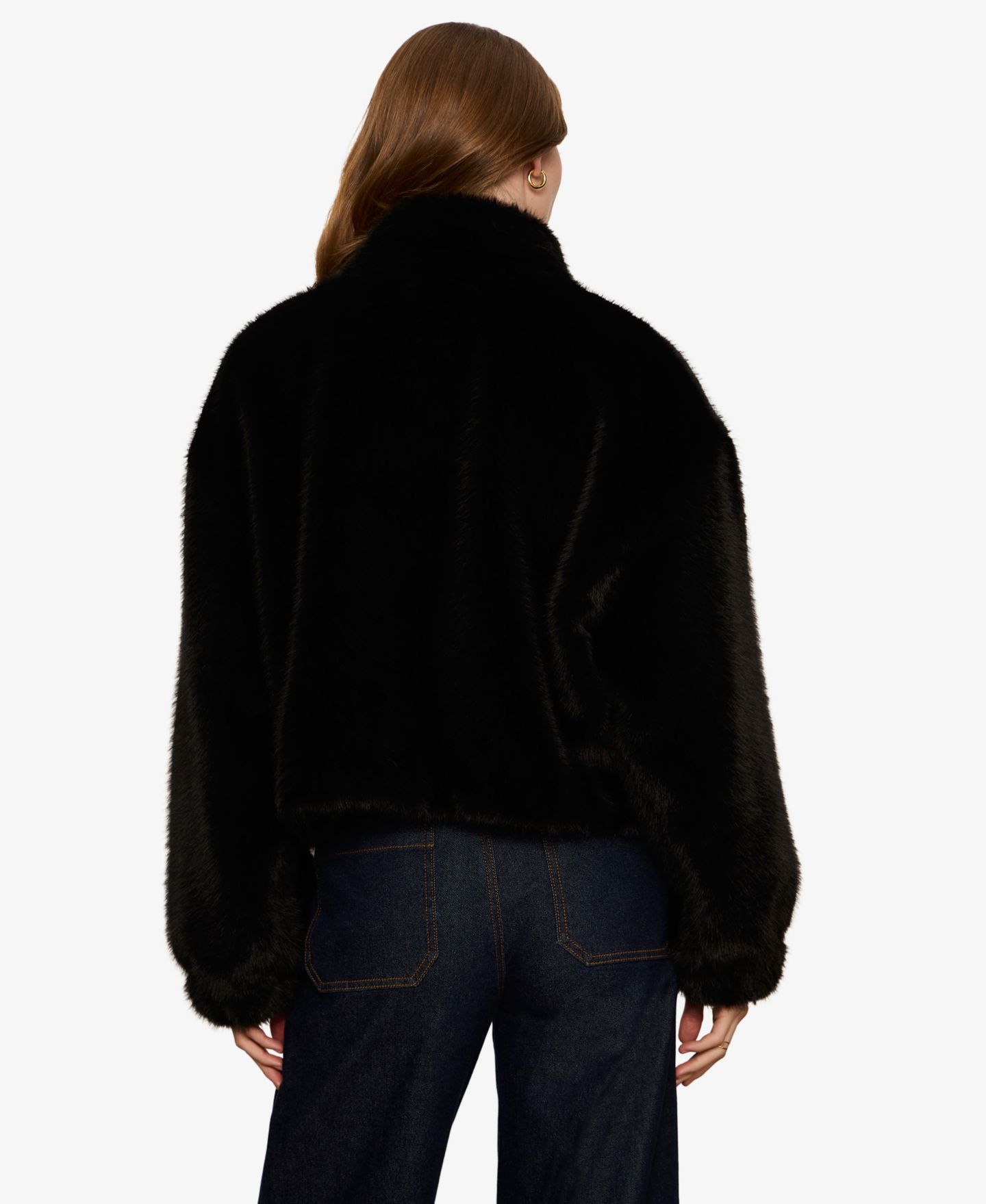 Женская куртка Sanctuary Everest Faux Fur Funnel-Neck Zipper Bomber, цвет: Чёрный — фото 8