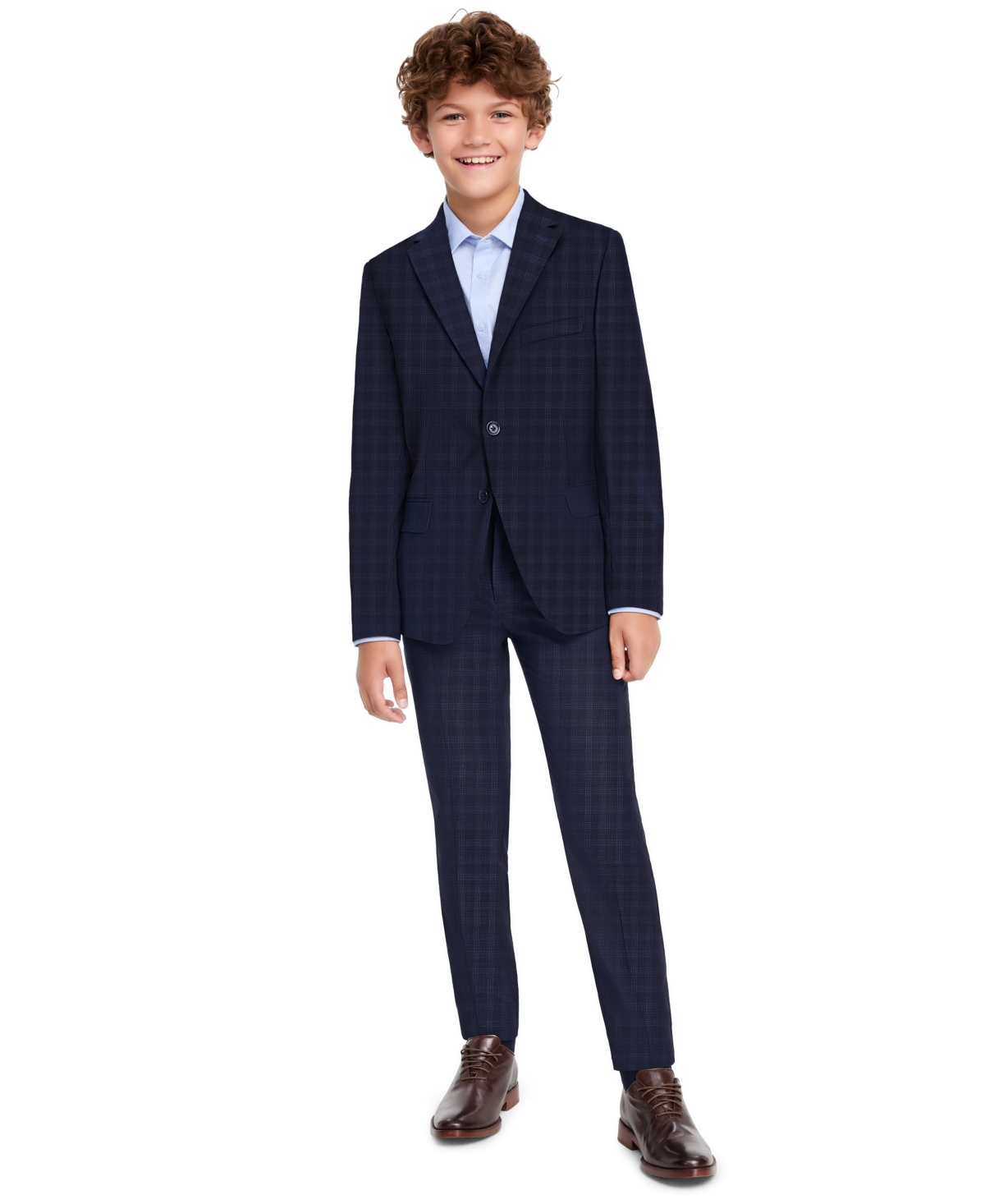 Kenneth Cole Reaction Boys' 8-20 Slim-Fit Two-Button Jacket and Pants, 2-Piece Set - Navy
