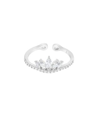 Women's Faith Crystal Crown Adjustable Ring 14k Gold Plated Beautiful Look