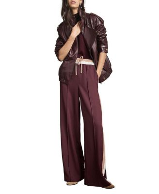 Women's Side Stripe Tie Waist Wide Leg Trousers