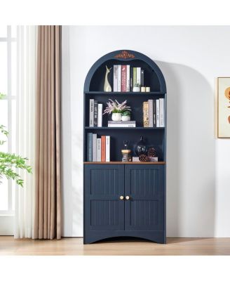 Arched Storage Cabinet with Adjustable Shelves and Anti-Tip Strap