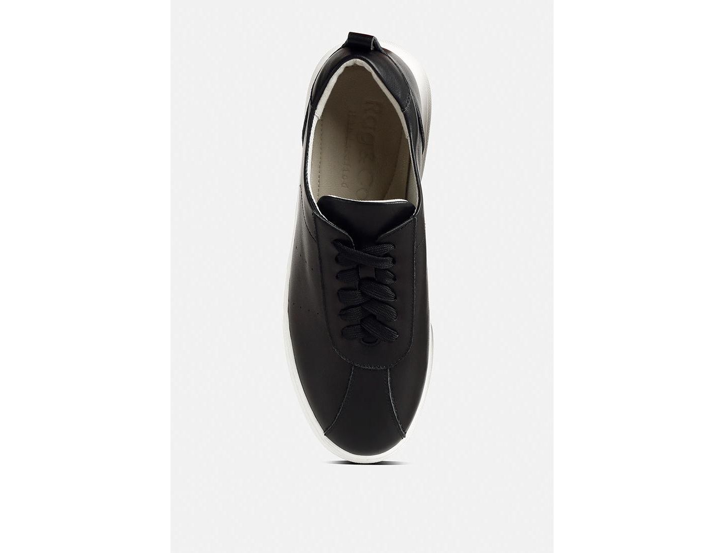 Женские кроссовки Rag & Co Magull Solid Lace Up Leather, цвет: Чёрный — фото 6