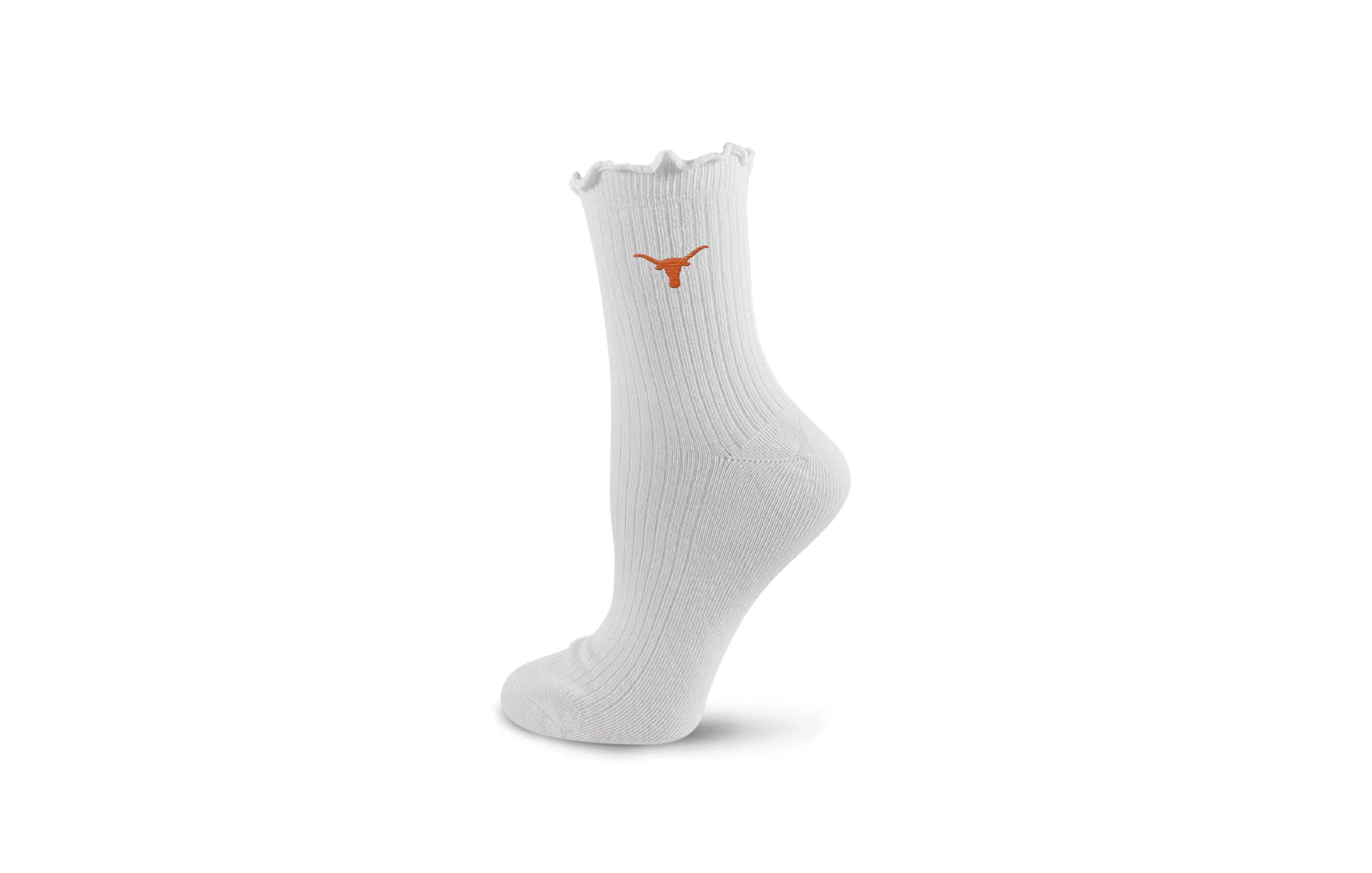 Pro Compression Women's Texas Longhorns Lettuce-Edge Ribbed Quarter Socks