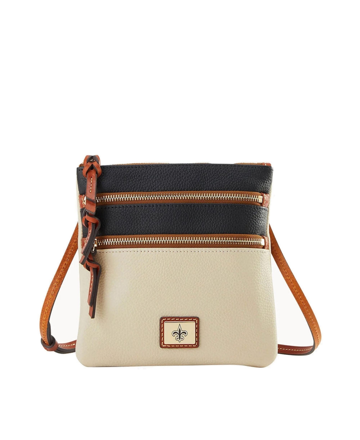Dooney & Bourke New Orleans Saints Halftime Pebble-Grain Leather Crossbody Bag - Gray