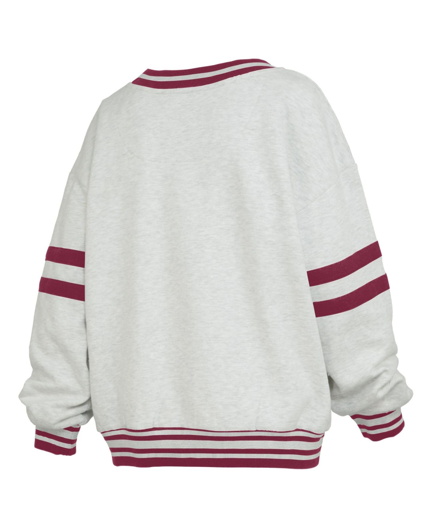 Женская толстовка Pressbox Gray/Garnet Florida State Seminoles Tackle Twill Oates V-Neck — фото 3
