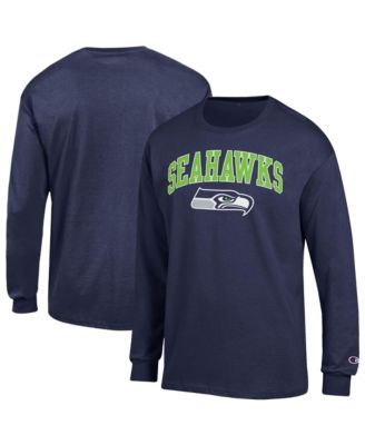 Men's College Navy Seattle Seahawks Arch Over Logo Long Sleeve T-Shirt
