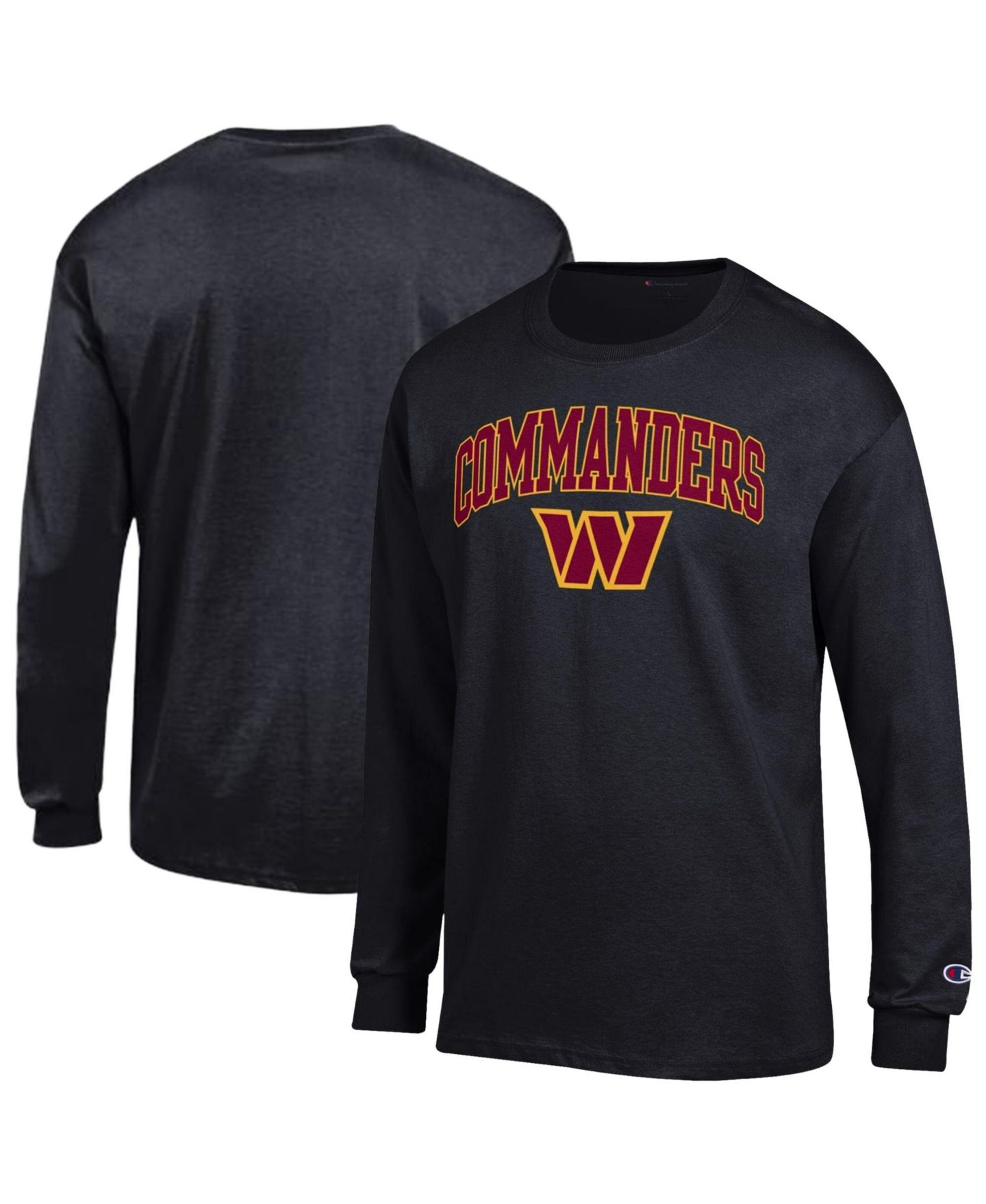 Мужская футболка Champion Black Washington Commanders Arch Over Logo Long Sleeve — фото 1