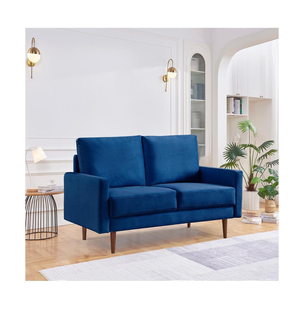 Os Home and Office Furniture Upholstered Two Cushion Loveseat with Square Arms