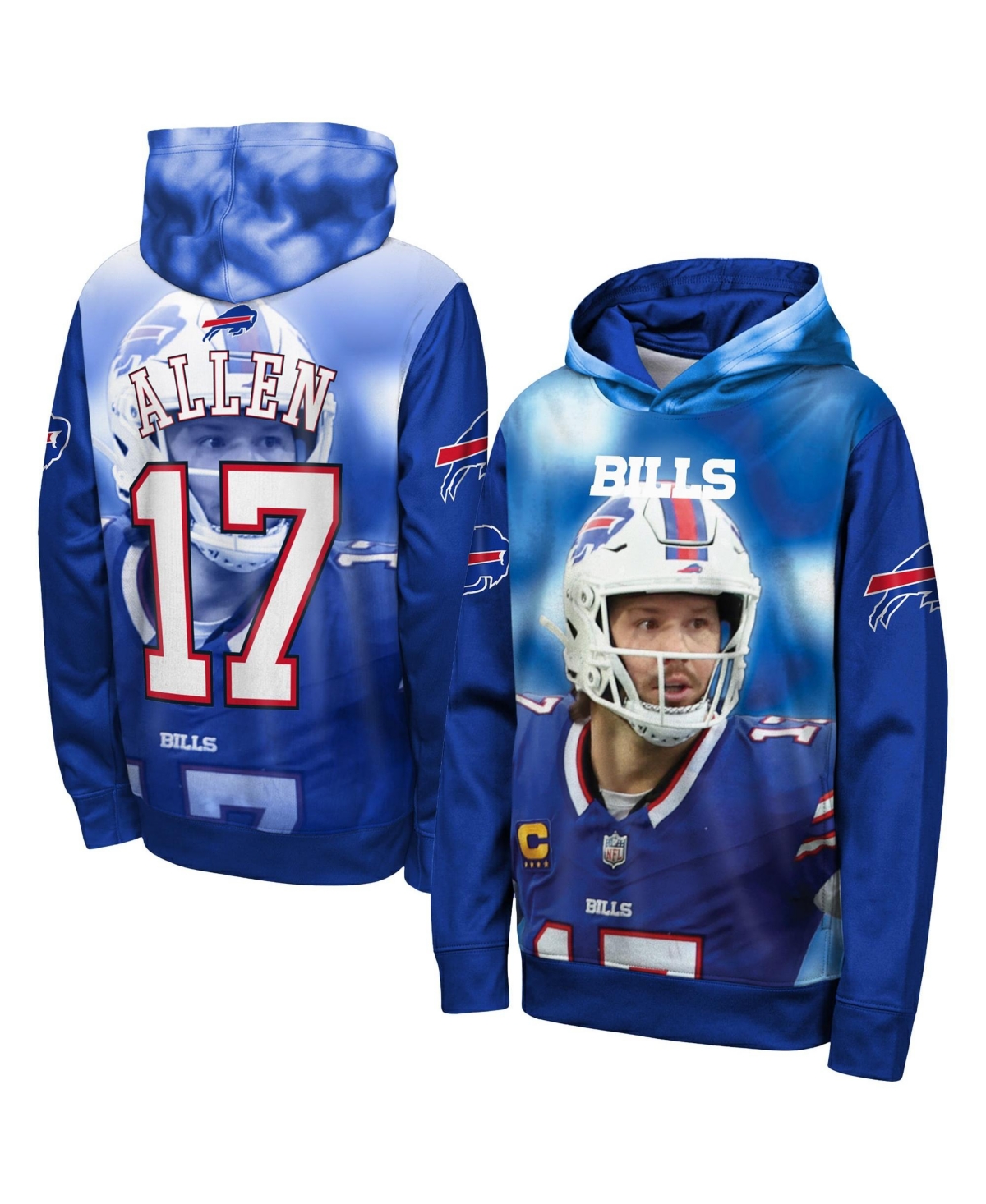 Outerstuff Boys' and Girls' Buffalo Bills Josh Allen Peak Performance Long-Sleeve Pullover Hoodie