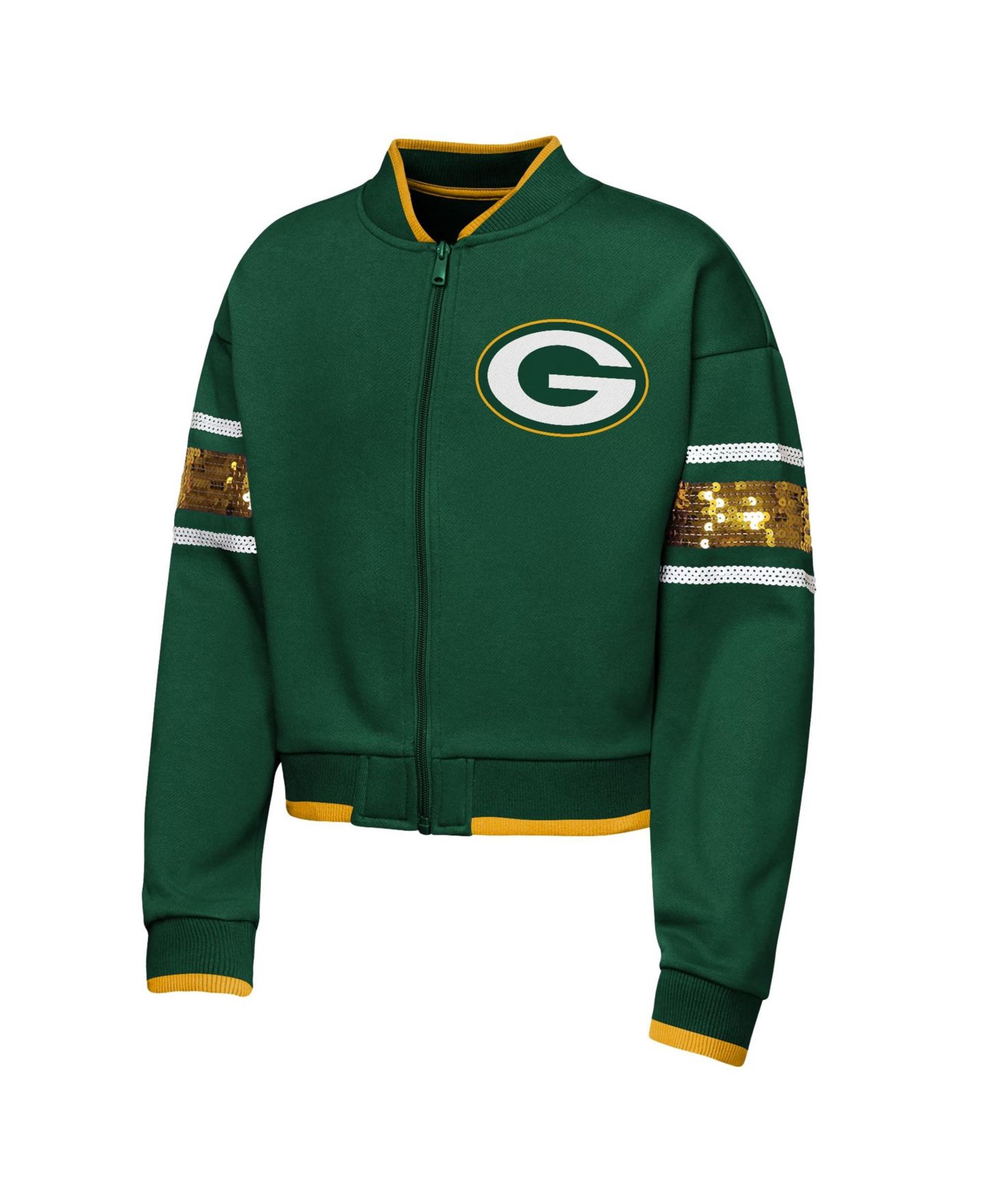 Куртка Outerstuff Green Green Bay Packers MVP Full-Zip Sequin Bomber для девочек — фото 2