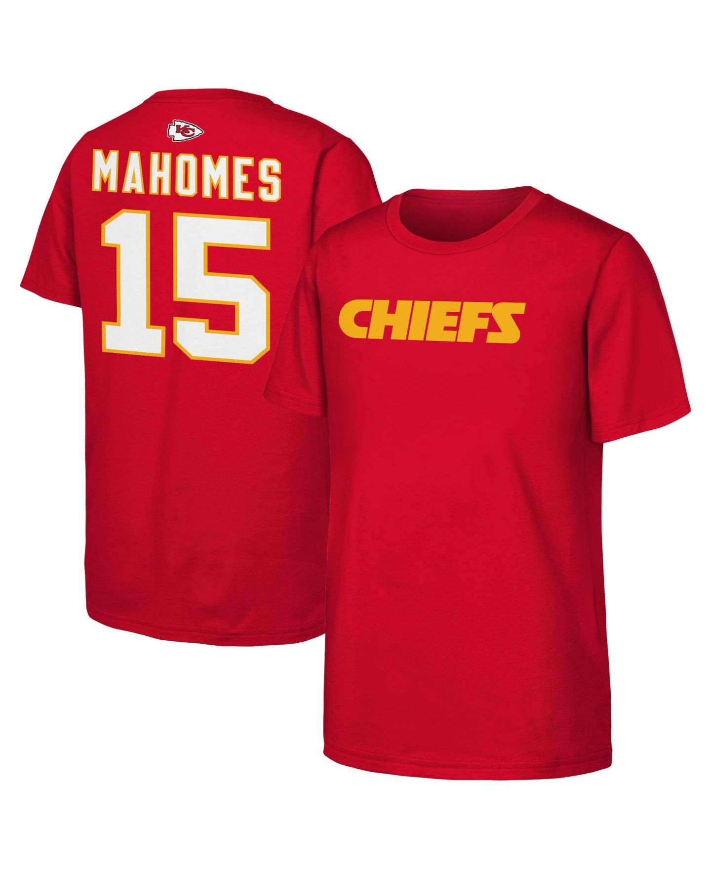 Детская футболка Outerstuff Patrick Mahomes Red Kansas City Chiefs Name & Number — фото 1
