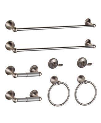 8 Pieces Bathroom Hardware Set Brushed Nickel Towel Bars Wall Mount