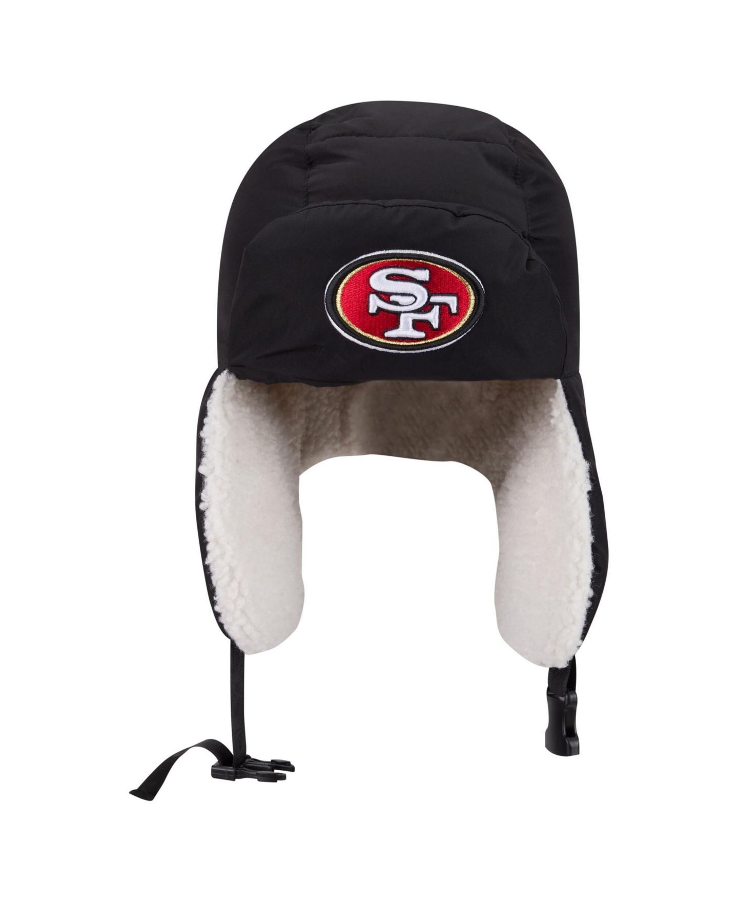 Мужские головные уборы New Era X Alpha Industries Black San Francisco 49ers Puffer Quilted Trapper Hat — фото 2
