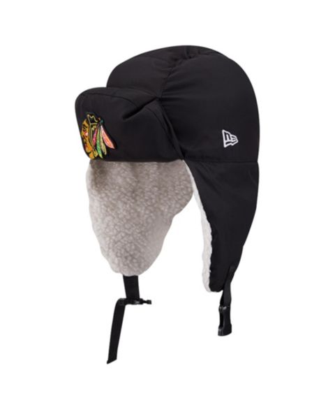 Мужские головные уборы New Era X Alpha Industries Black Chicago Blackhawks Puffer Quilted Trapper Hat