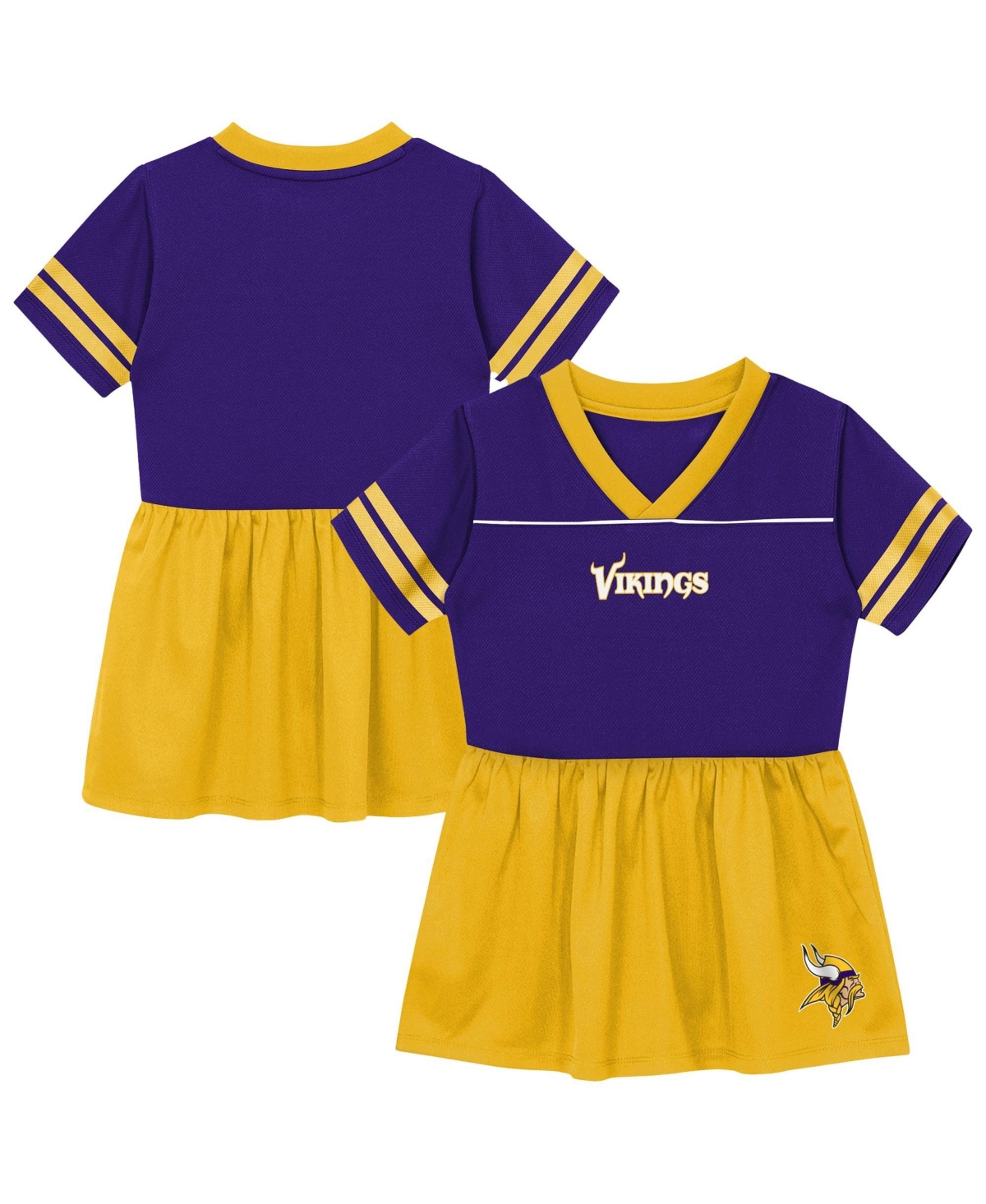 Outerstuff Toddler Girls' 2T-5T Minnesota Vikings Stadium Lights V-Neck Short-Sleeve Fit & Flare Dress - Purple