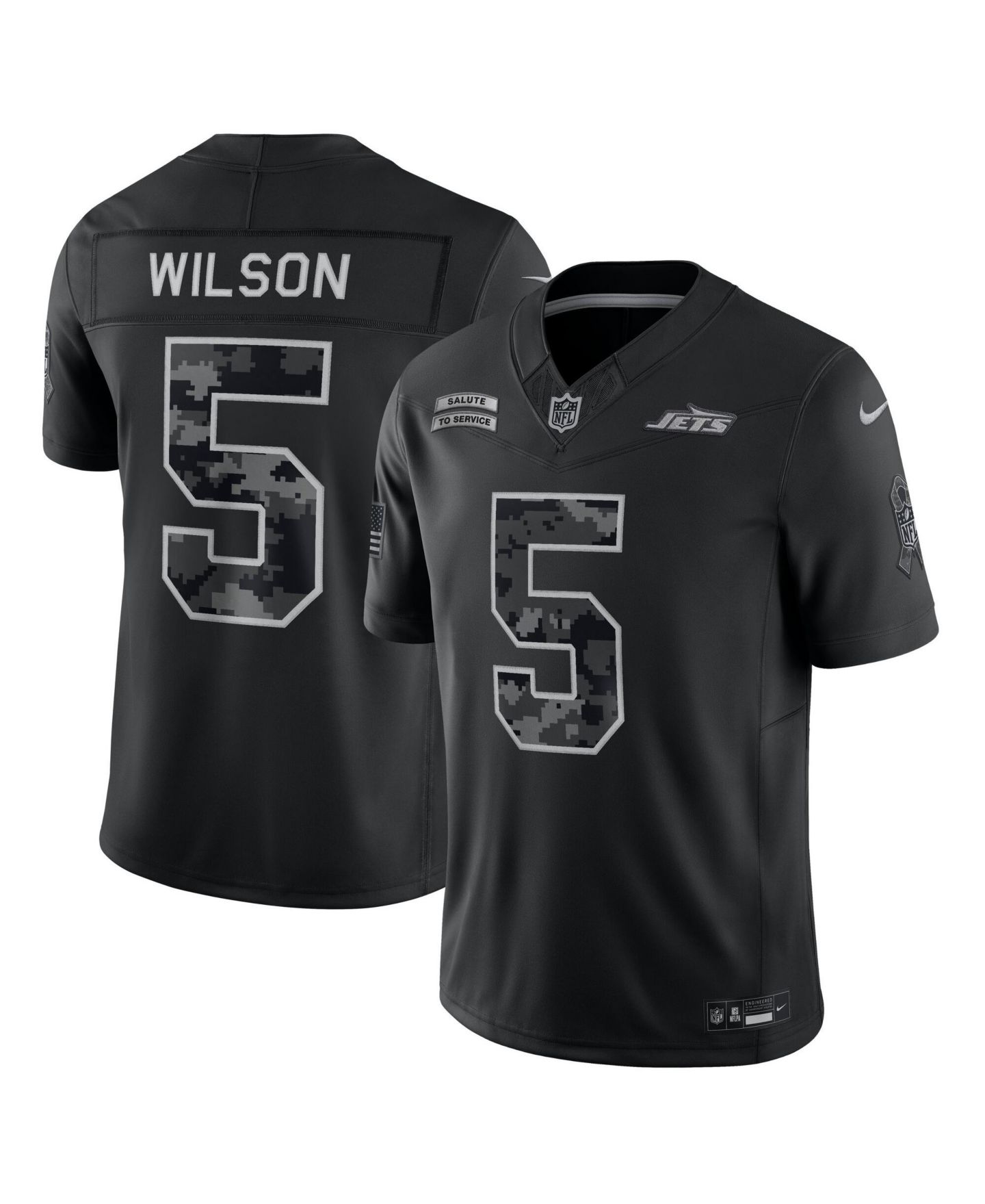Мужской топ Nike Garrett Wilson Black New York Jets 2026 Salute to Service Limited Jersey — фото 1