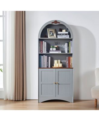  Arched Storage Cabinet with Adjustable Shelves and Anti-Tip Strap