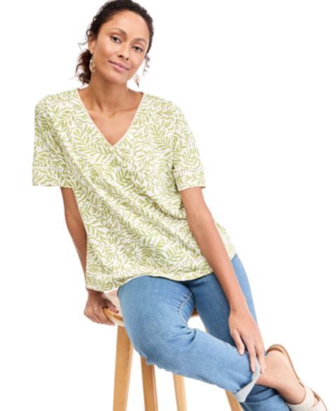 Женский топ Style & Co Printed V-Neck Knit, цвет: Ванильный