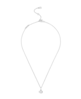 Crystal Silver-Tone Adjustable Signature C Pendant Necklace