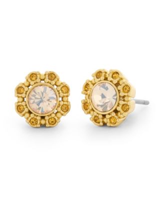Heirloom Tea Rose Crystal Gold-Tone Stud Earrings