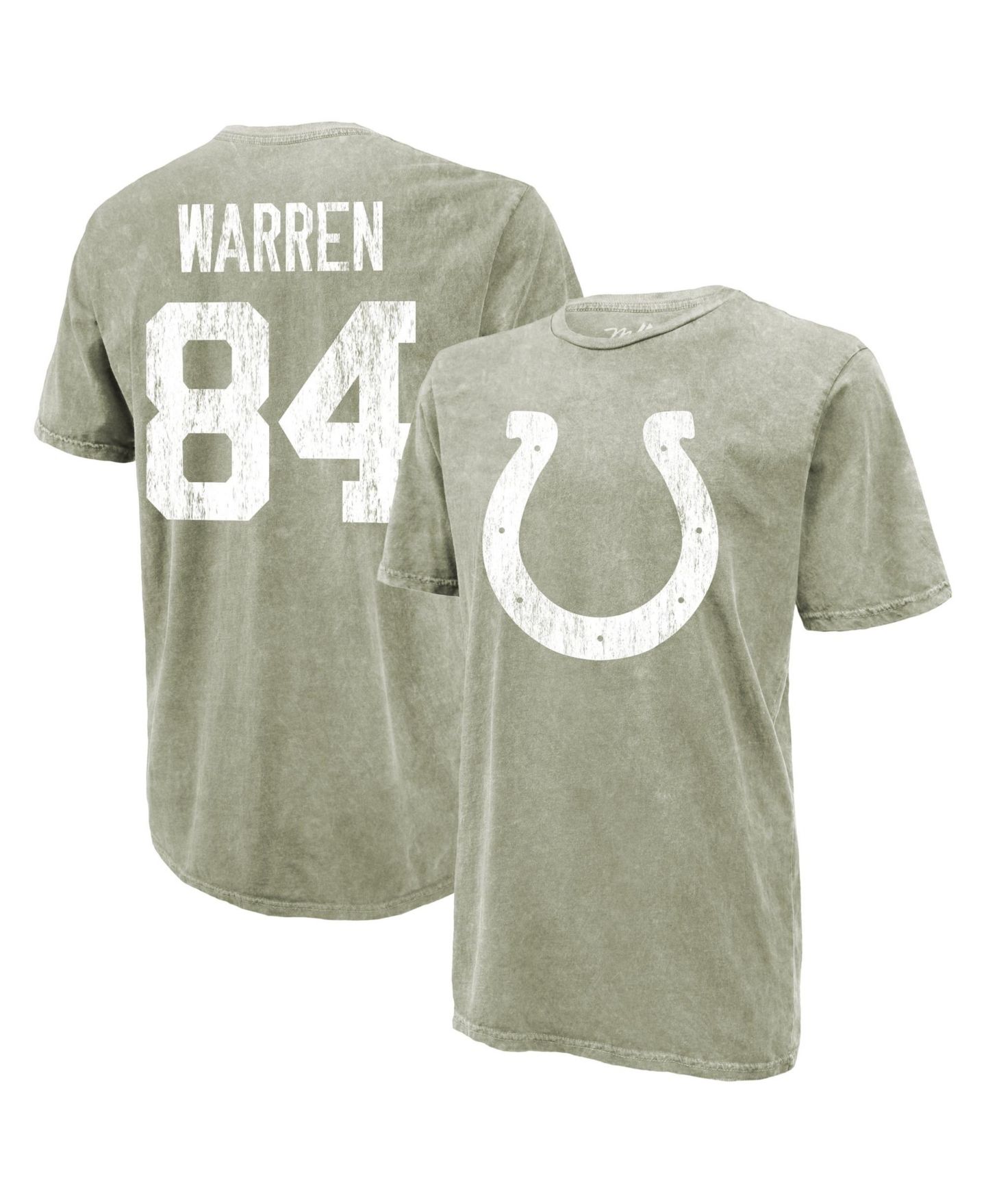 Мужская футболка Majestic Threads Tyler Warren Moss Green Indianapolis Colts Mineral Wash Name & Number — фото 1
