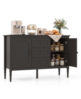 47'' Vintage Buffet Sideboard Cabinet  Drawers 2 Cabinets Adjustable Shelves