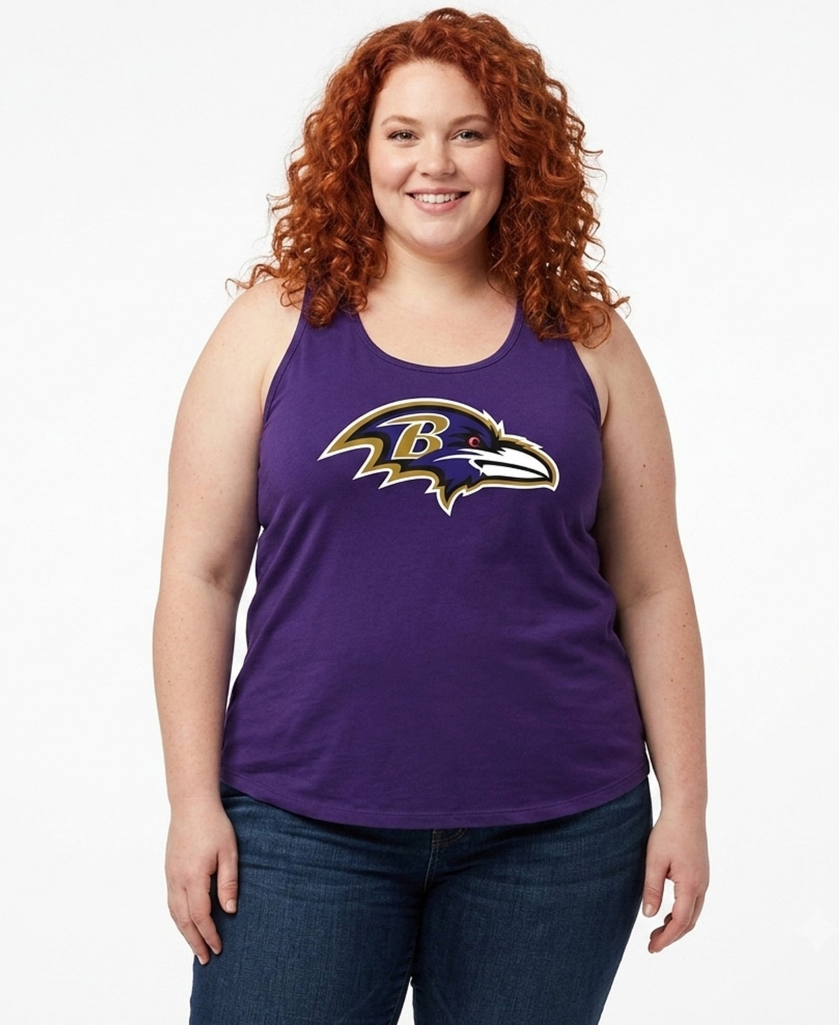 Profile Women's Plus Size Baltimore Ravens Racerback Scoop-Neck Tank Top - Purple