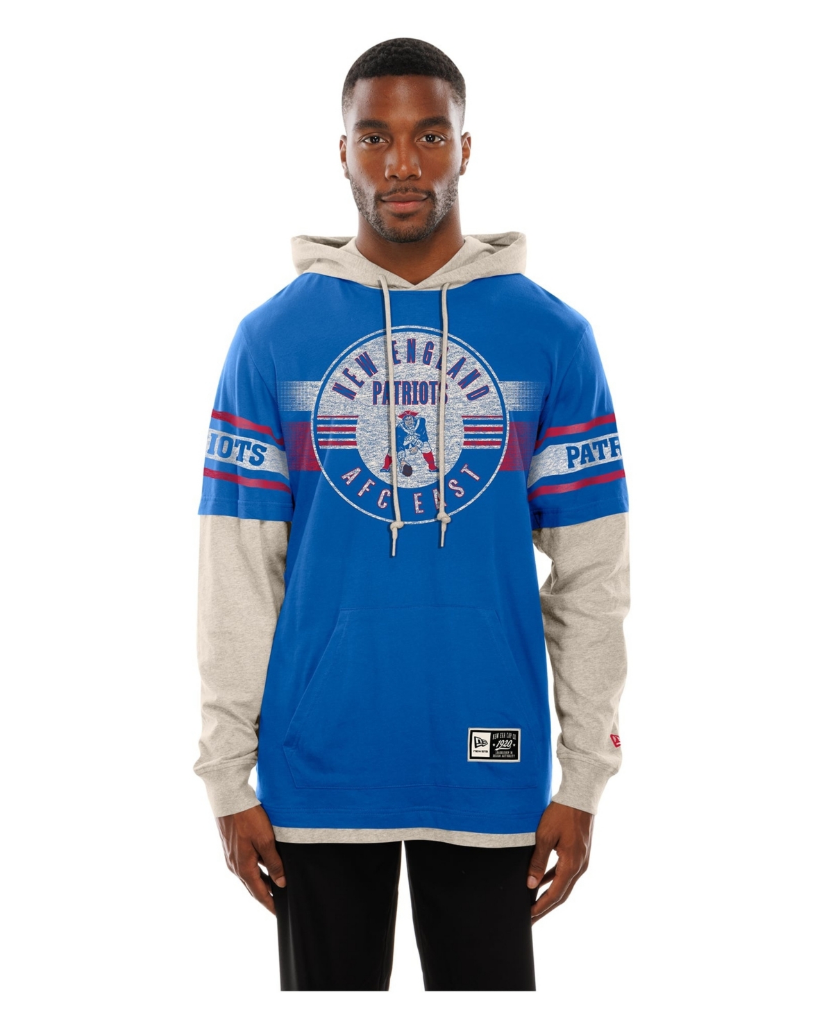 New Era Men's England Patriots Twofer Hooded Long-Sleeve Layered T-Shirt