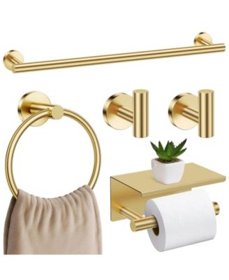 5 Pieces Bathroom Hardware Set Towel Bar Toilet Paper Holder Rack